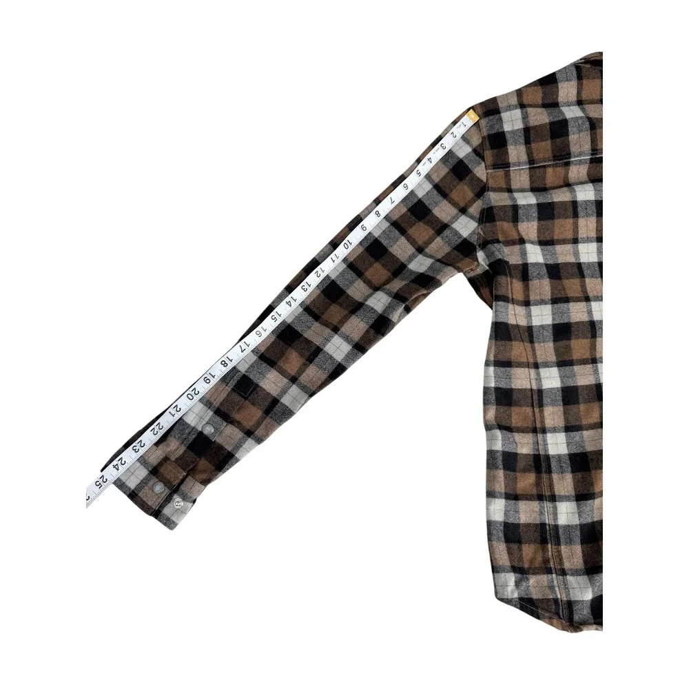 Ibex Taos Brown Plaid Flannel Snap Button Up Shirt Pockets Wool Outdoor Womens M